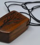 Chunky Walnut Wooden Pendant With a Tree Design - Image 1