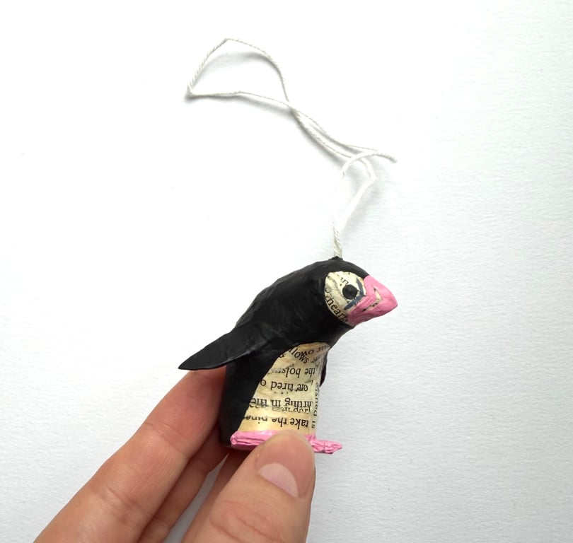 Individual Hanging Pink Puffin - cute birds nature inspired magical home