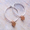 Silver Hoops with Rose Gold Mini Hearts