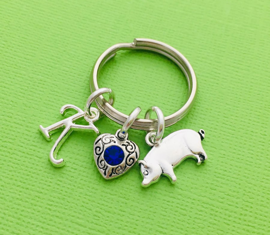 Silver Pig Keychain