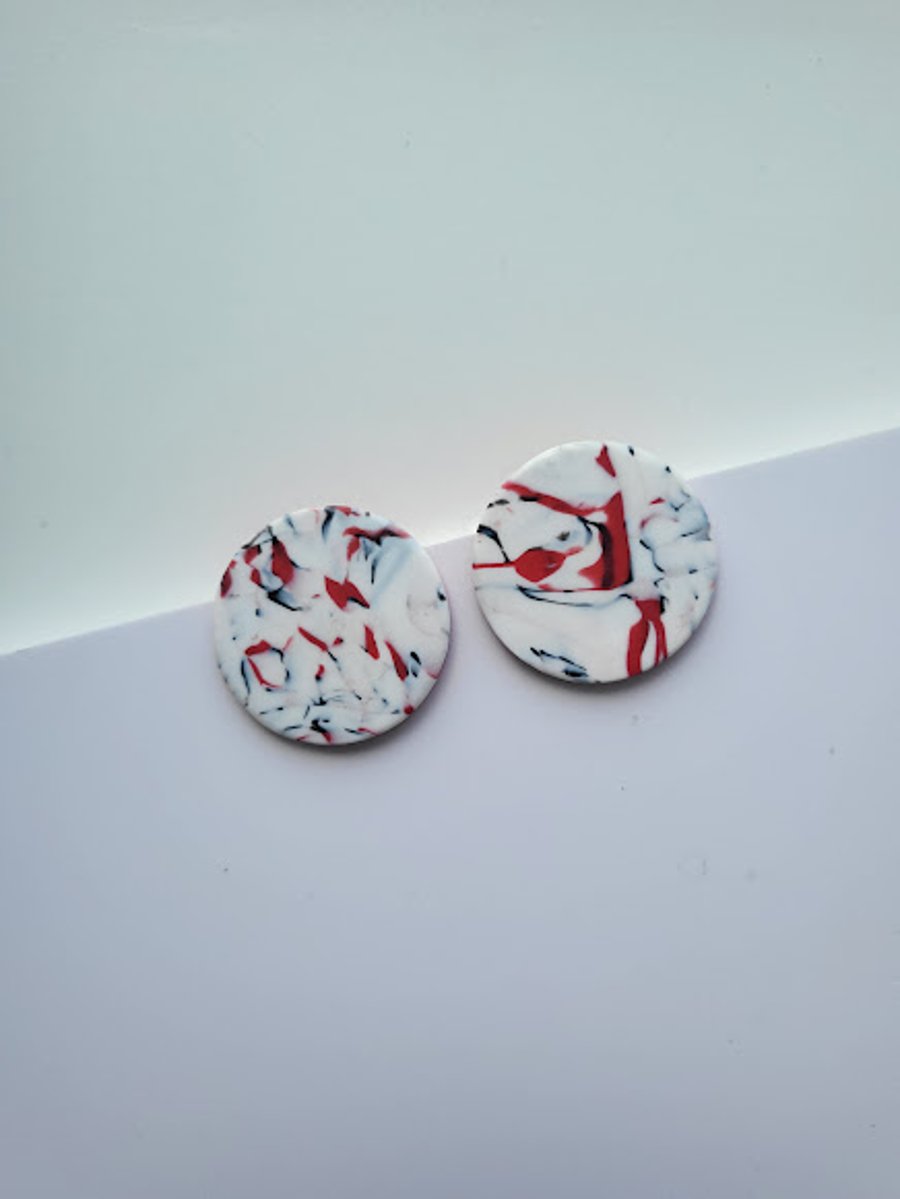 Handmade Polymer Clay Stud Earrings - Crimson Tide