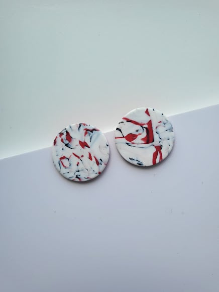Handmade Polymer Clay Stud Earrings - Crimson Tide