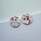 Handmade Polymer Clay Stud Earrings - Crimson Tide