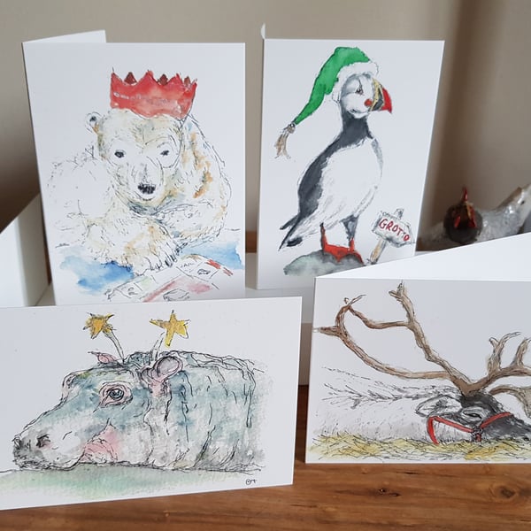 Festive animal cards
