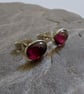 Oval stud earrings in sterling silver with pink Tourmaline gemstone - Image 2