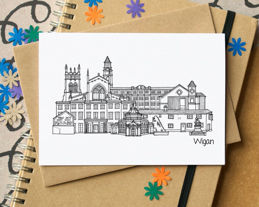 Wigan Skyline Greetings Card