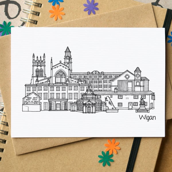 Wigan Skyline Greetings Card