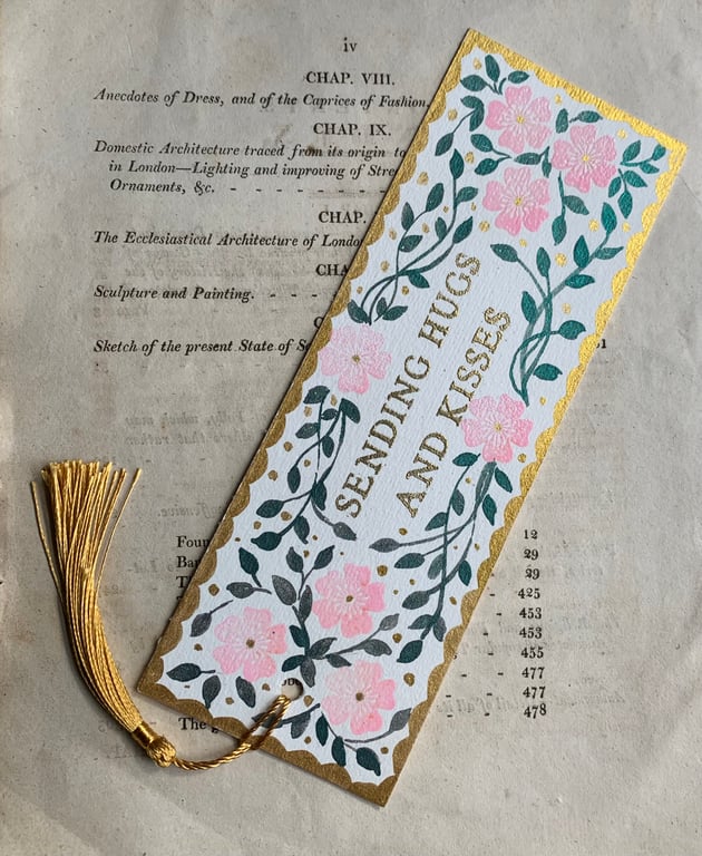 Sending Hugs and Kisses Handmade Bookmark