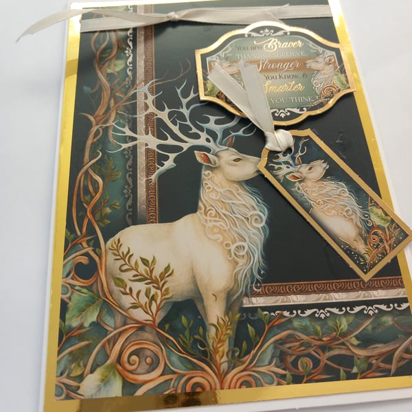 Stag birthday card widlife enchanted forest greetings