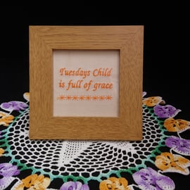 Nursery Rhyme Tuesdays Child Embroidery in a Frame