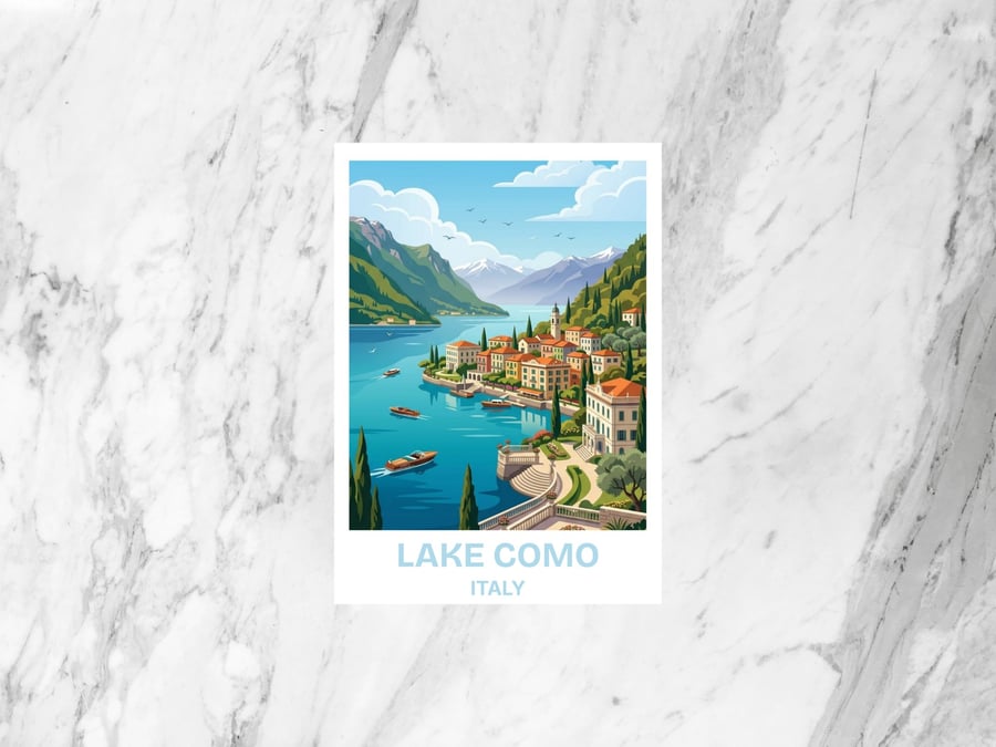 Lake Como Wall Art Postcard Italian Lakes Decor Scenic Europe Print Small Gift