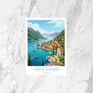 Lake Como Wall Art Postcard Italian Lakes Decor Scenic Europe Print Small Gift