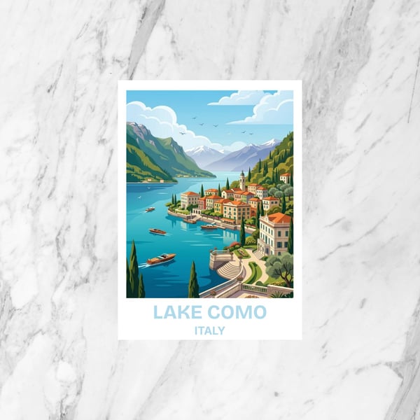 Lake Como Wall Art Postcard Italian Lakes Decor Scenic Europe Print Small Gift