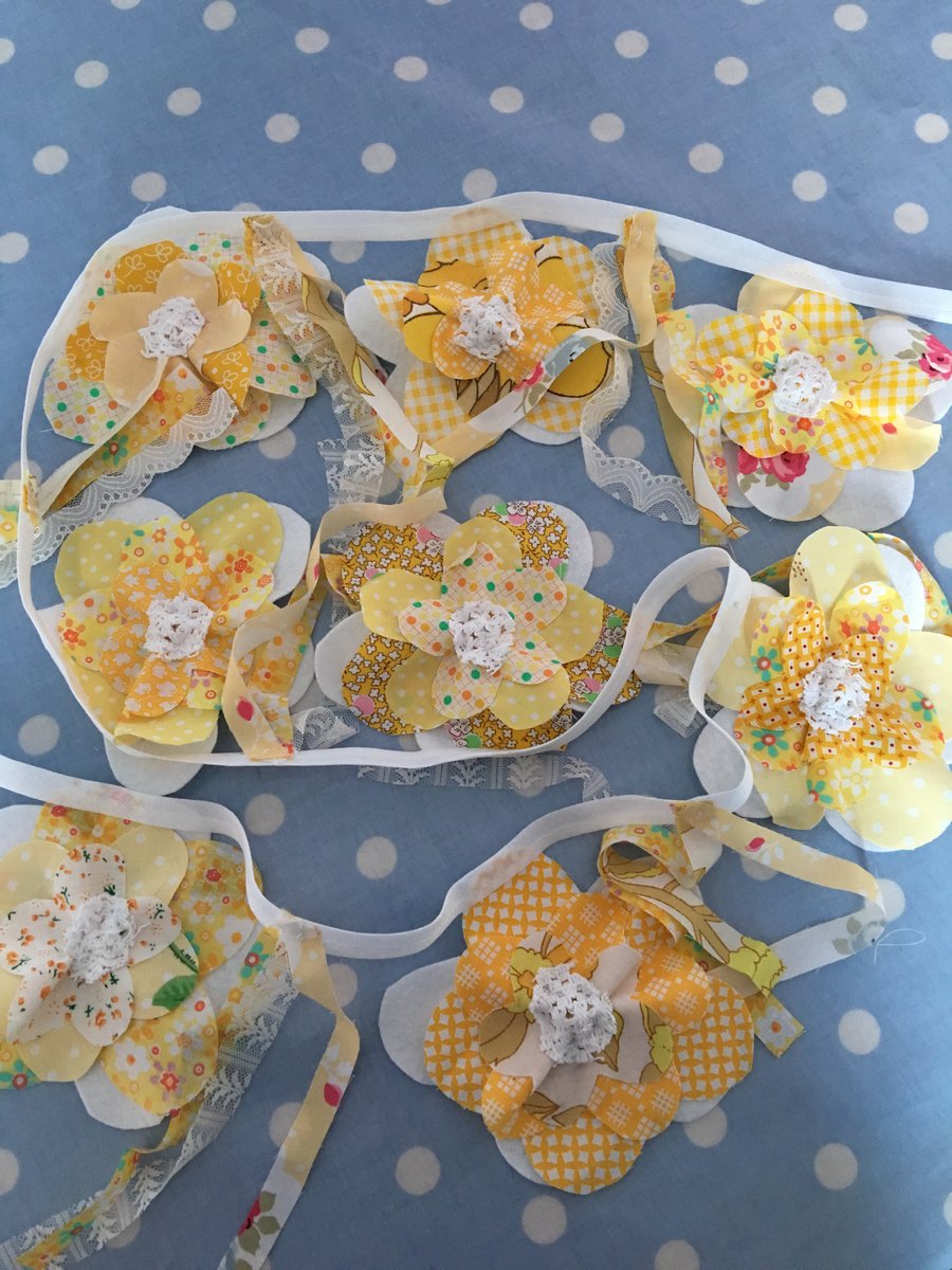 Yellow cotton Flower bunting