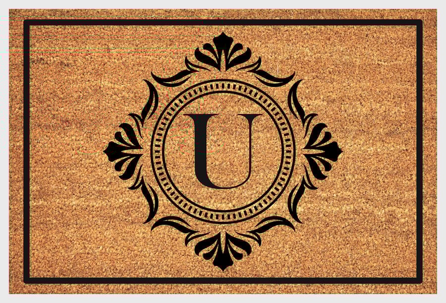 U Letter Door Mat - Monogram Letter U Welcome Mat - 3 Sizes