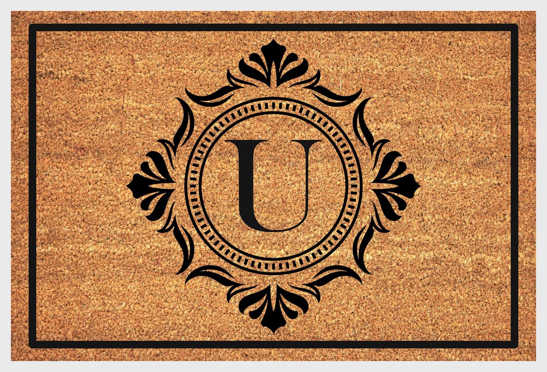 U Letter Door Mat - Monogram Letter U Welcome Mat - 3 Sizes