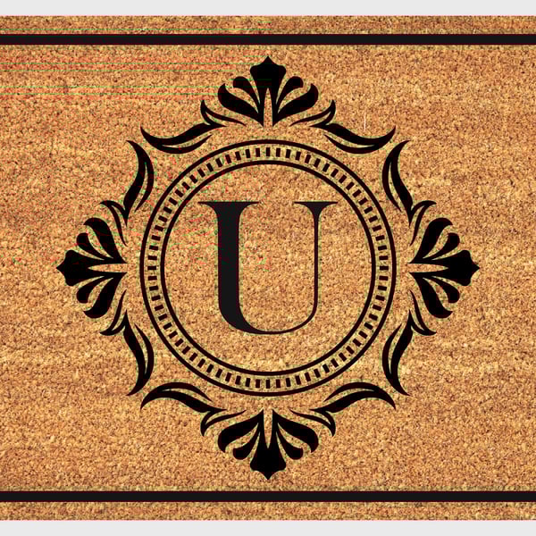 U Letter Door Mat - Monogram Letter U Welcome Mat - 3 Sizes