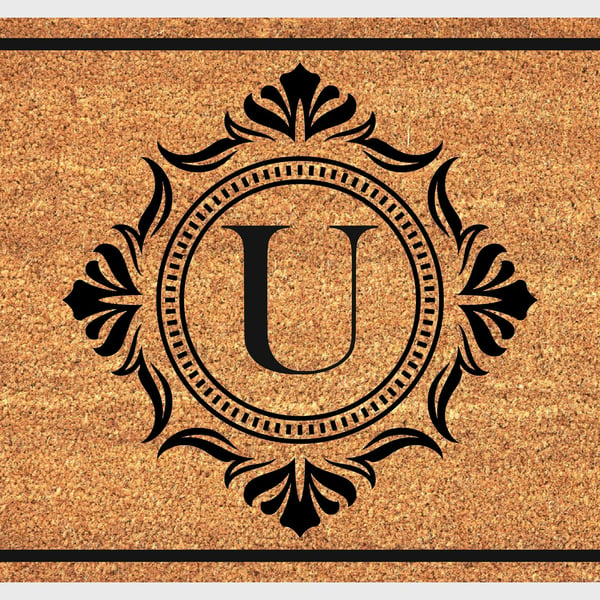 U Letter Door Mat - Monogram Letter U Welcome Mat - 3 Sizes