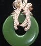 Wire wrapped jade green donut pendant - Image 7