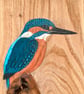 Kingfisher hand-painted on Oak - Image 3