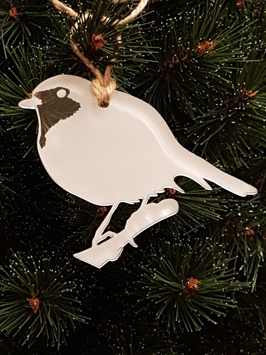 Acrylic Christmas Xmas Bauble Etched Robin - Clear