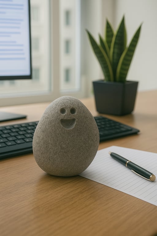 Hand-Carved Smiling Stone Pebble