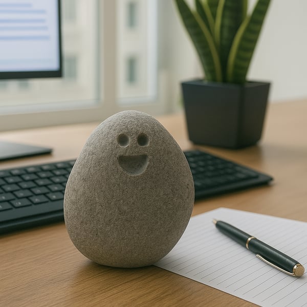 Hand-Carved Smiling Stone Pebble