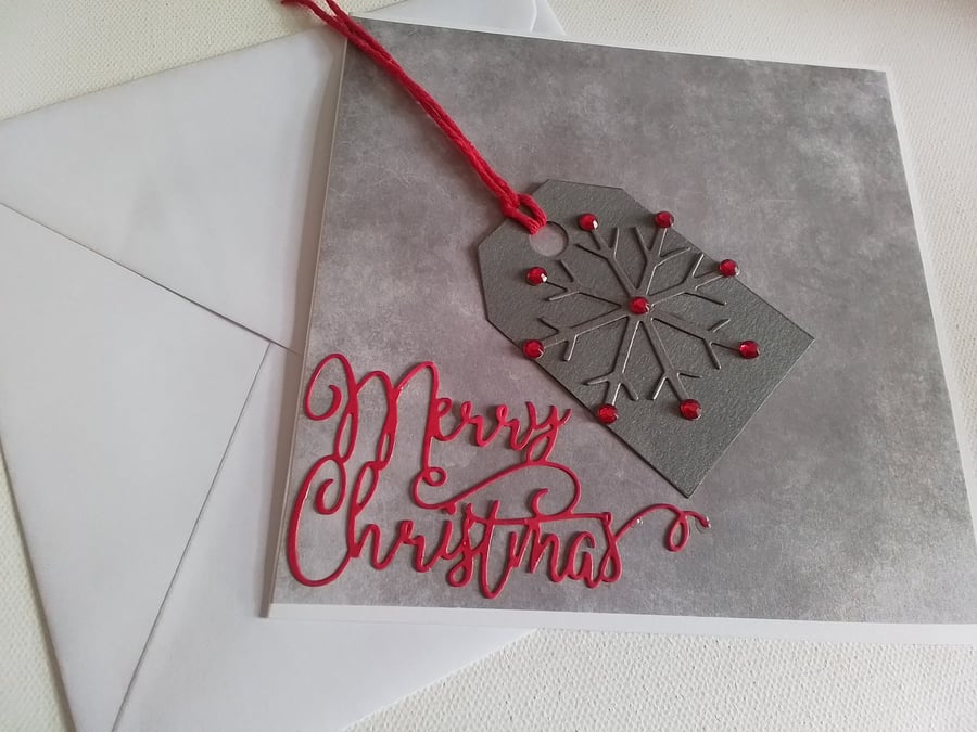 Christmas card. Handmade card. Snowflake. Ref465