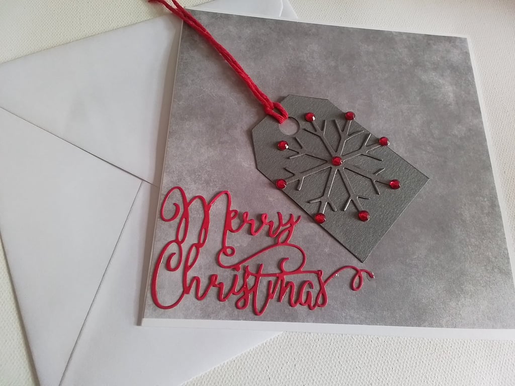 Christmas card. Handmade card. Snowflake. Ref465