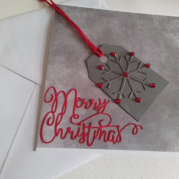Christmas card. Handmade card. Snowflake. Ref465