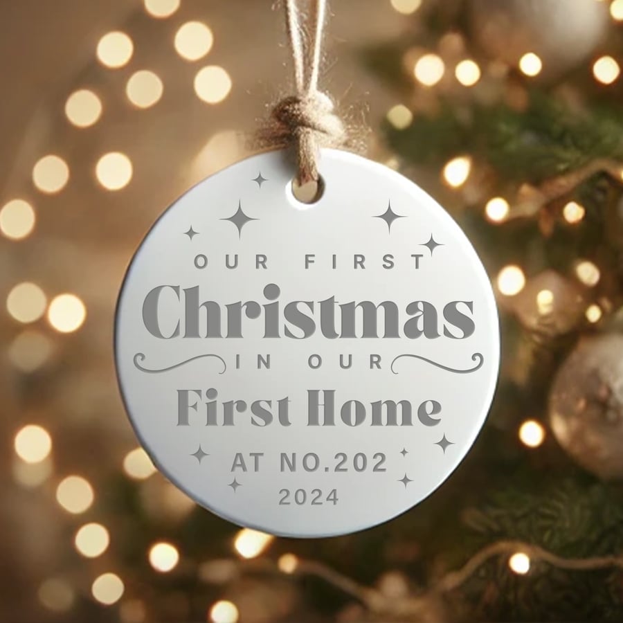 New Home - Christmas Modern Ornament: Personalised First Christmas Keepsake Gift