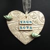 Ceramic Love heart with two birds