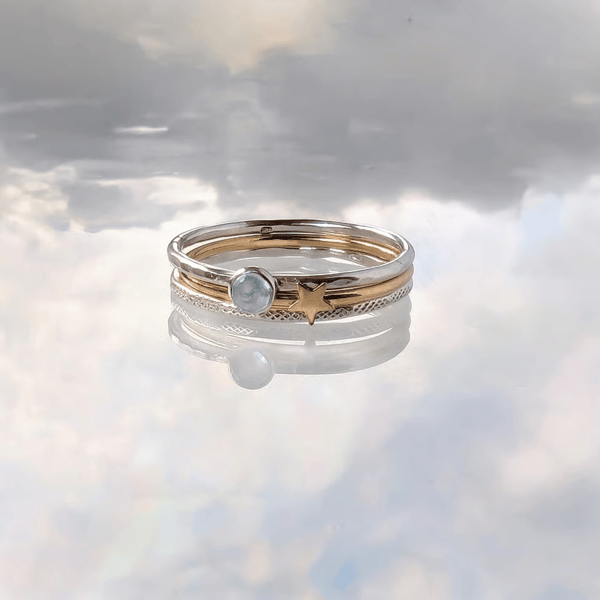 STERLING SILVER  & Gold Trinity of Rings, Handmade Urban Jewellery Design