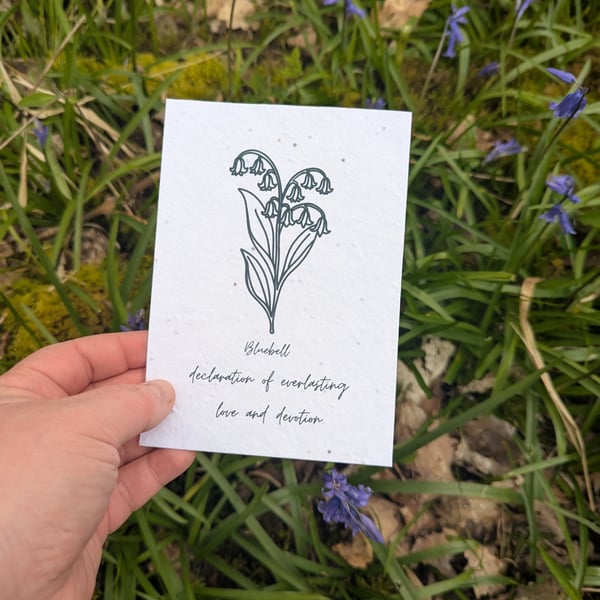 Plantable Bluebell Seed Paper Print - Wildflower Botanical Art, Love Symbol (A6)