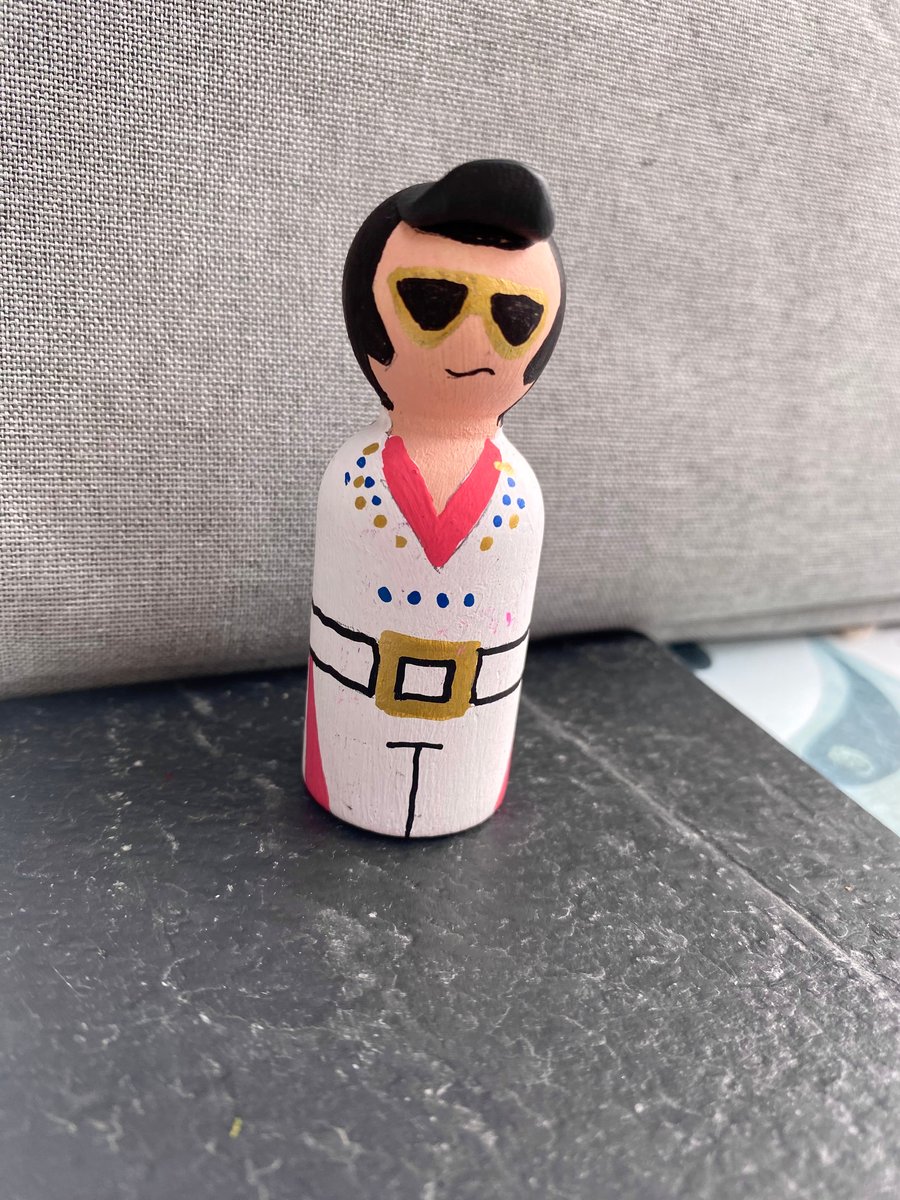Elvis Presley Handpainted Wooden Peg Doll - pop icons