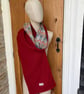 Harris Tweed Plain Red Scarf Lined Liberty Fabric, 200 cm length by 29 cm width