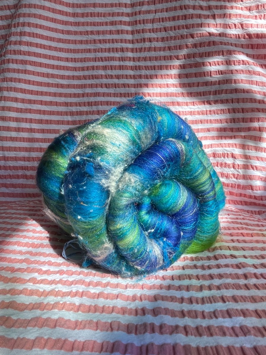 Wool Art Batt - "Green Moray Swims Away"