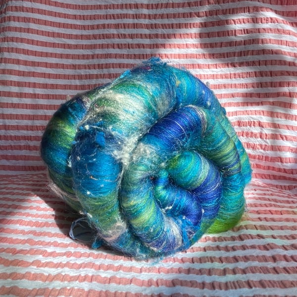 Wool Art Batt - "Green Moray Swims Away"