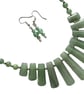 Green Aventurine Necklace & Earrings Gift Set Gemstone Tapered Statement - Image 1