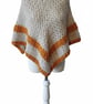Kids Crochet Poncho Oatmeal Hooded Cape - Image 3