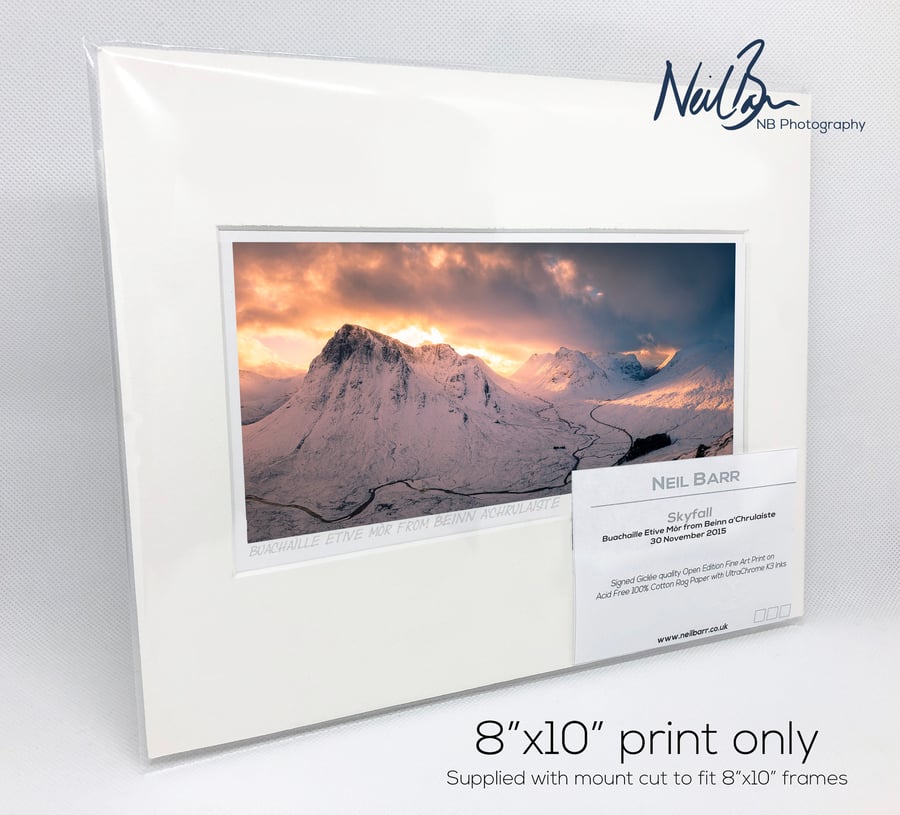 Snowy Buachaille Etive Mor Glen Coe Highlands - A5 (10" x 8") Unframed Print