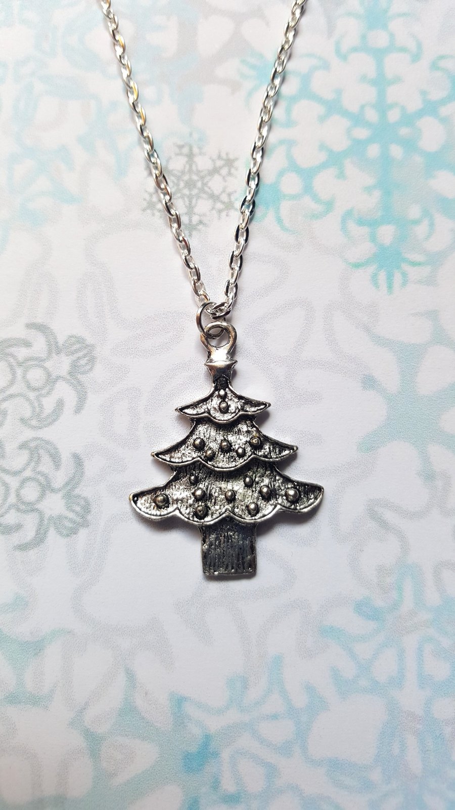 Tibetan Silver Plated Christmas Tree Necklace 