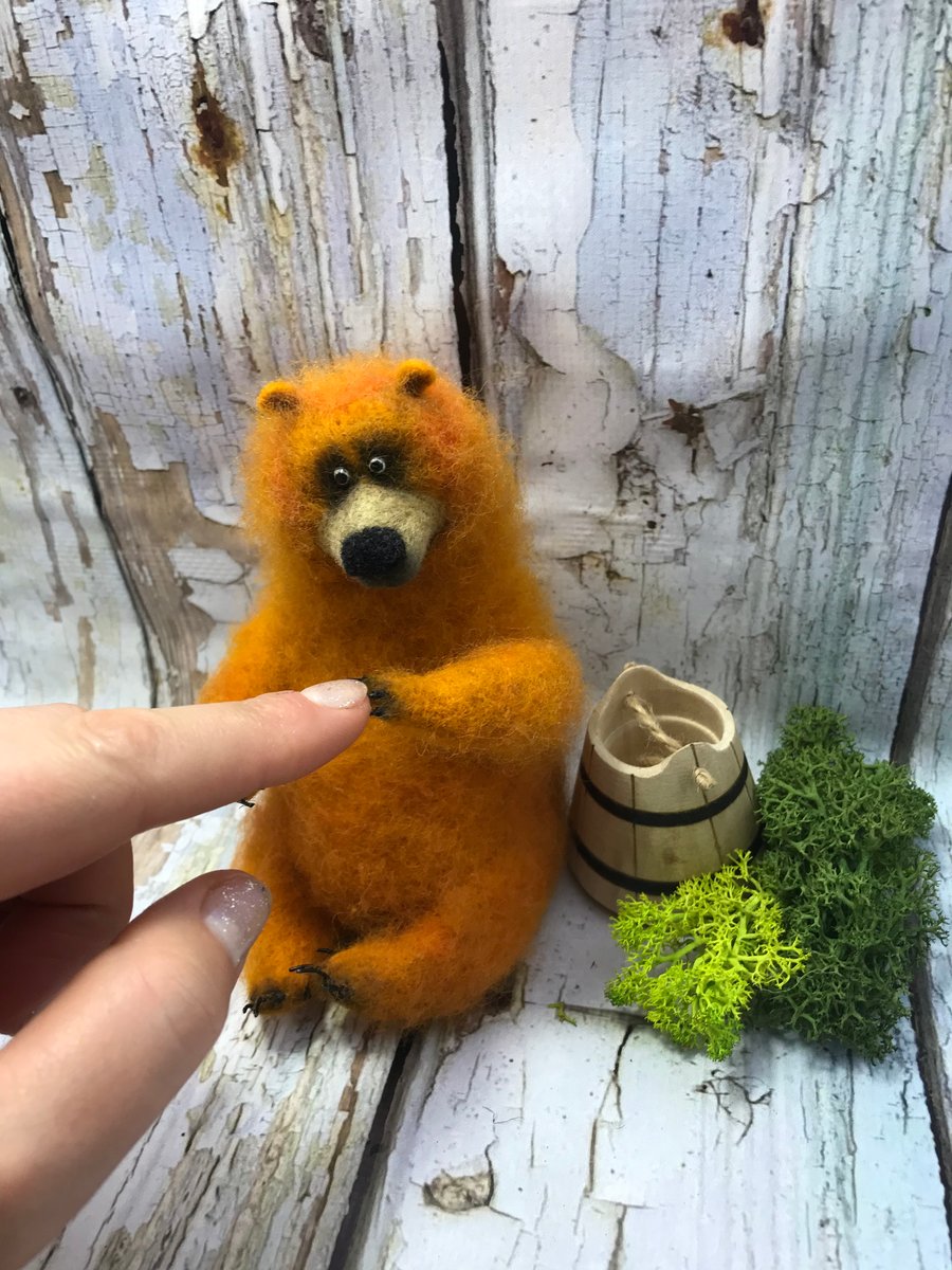 Bear - Sweet Tooth , Woolen Toy, Gift, Interior toy , Handmade, Decor , Original