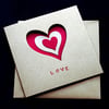 Red Love Hearts - Handcrafted Valentines or Anniversary Card - dr16-0018