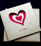 Red Love Hearts - Handcrafted Valentines or Anniversary Card - dr16-0018