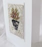 HAND EMBROIDERED GREETING CARD POT PLANT SPRING SUMMER - Image 3