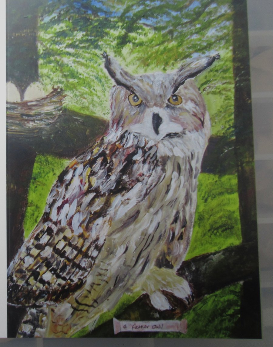 Fine Art Greetings Card - Father Owl (Tarot Art) The Emperor 