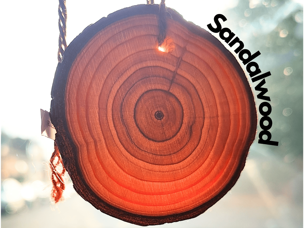 Sandalwood Car Air Freshener. Wooden slice with long-lasting fragrance. Handmade