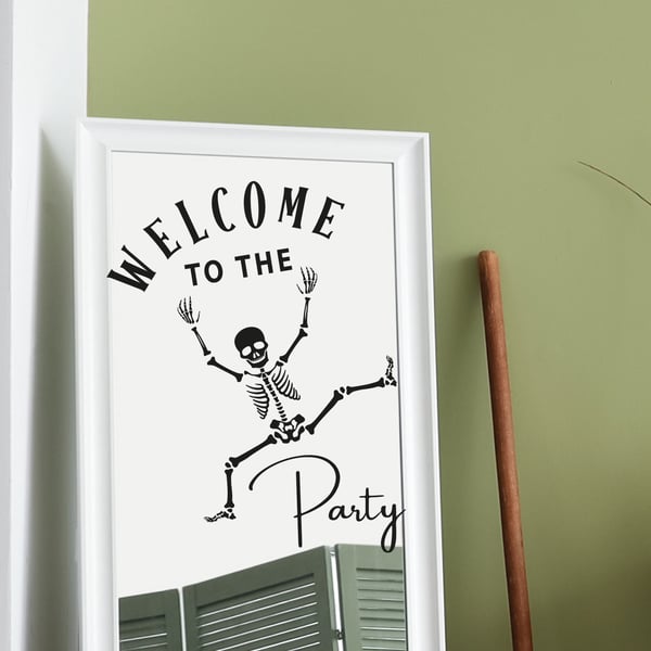 Party Of The Dead Welcome Halloween Party Mirror Sticker Skelton Decal Decor 