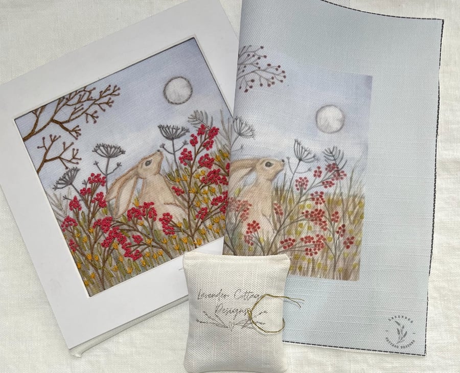Moon Gazing Hare Linen Panel Only